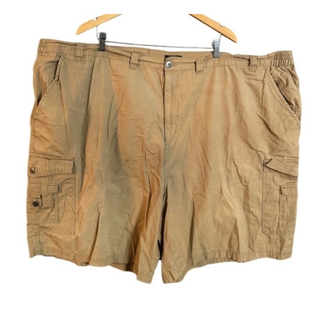 KingSize Mens Khaki Cargo Shorts Size 60 Big Cotton Elastic Waist Tan 70-0211-6